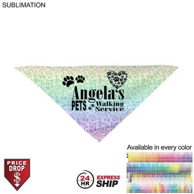 24 Hr Express Ship - Medium Dog Bandana, Stitched Edges, Sublimated Edge to Edge (19"x19x"27")