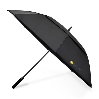 Elements 60" Recycled rPET Auto Open Dual Canopy Golf Umbrella - Black