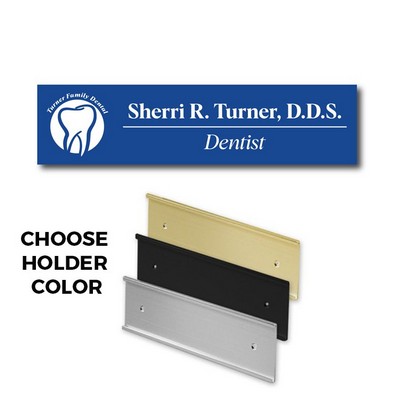 Patriot Blue Name Plate And Wall Sign Holder-Plastic Etches To White - 2X10