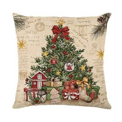 Polyester Retro Snowman Throw Pillow Cover For Couch And Sofa 18x18