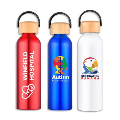 Juno 24 oz Recycled Aluminum Water Bottle with Bamboo Lid