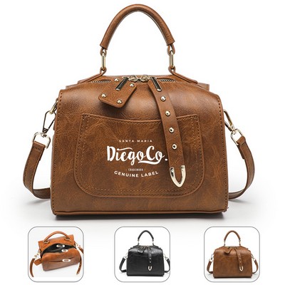 Pu Leather Rivet Women Crossbody Bag