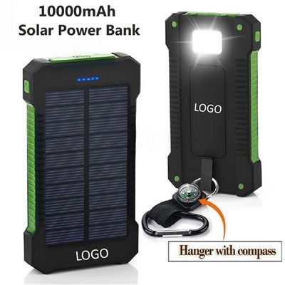 Portable Solar Power Bank with LED Flashlight 10000mAh