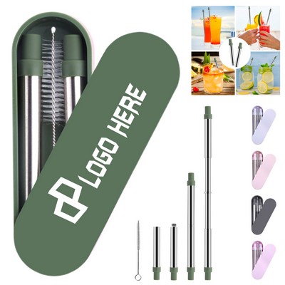 Collapsible Stainless Steel Straws Set W/ Case