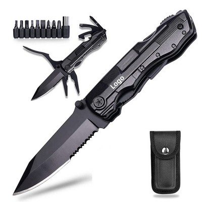 Multitool Pocket Knife with Switch Blades, Can Opener, Wire Cutter, Plier Screwdrivers