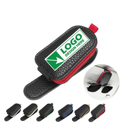 Leather Magnetic Buckle Sun Visor Sunglass Clip