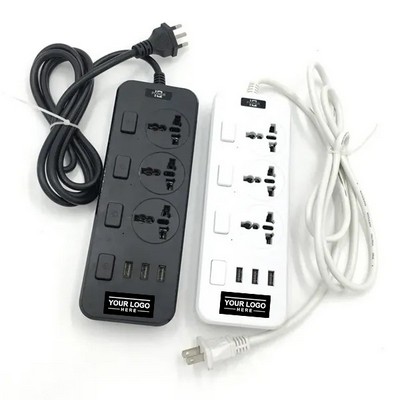 6.6' Power Strip with 3 AC Outlets & 3 USB Ports + Switch