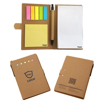 3in1 Custom Sticky Note Notebook w/Color Page Markers & Pen Combo