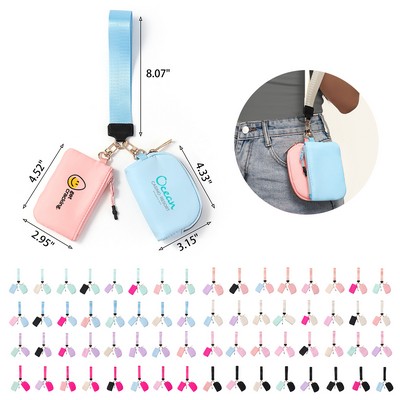 Full-color Compact Dual Pouch Wristlet Keychain Wallet