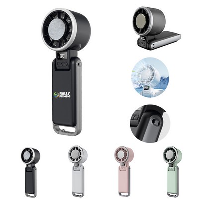 Foldable Mini Cooling Fan with LED Display and Hook