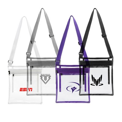 9" X 10" Clear PVC Crossbody Stadium Bag