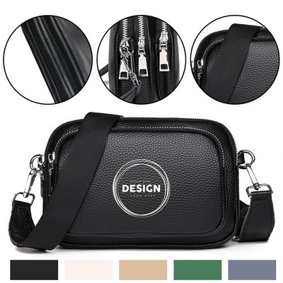 Top Layer Cowhide Multi-compartment Shoulder Bag