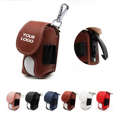 Pu Leather Storage Pocket Outdoor Portable Golf Bag Lightweight Case Holder Collector W/ Clip