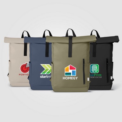 Malmö rPET Waterproof Zipper 15-Inch Laptop Rolltop Backpack – 12L - Heat Transfer