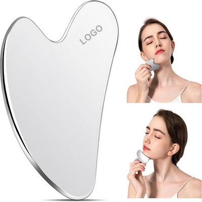 2.3'' Heart Shaped Stainless Steel Guasha Massage Scraper w/Velvet Pouch