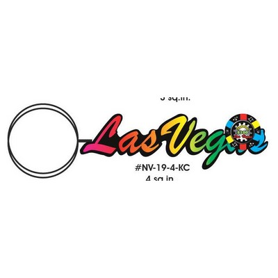 Las Vegas w/Poker Chip Key Chain w/Clear Mirrored Back (4 Square Inch)