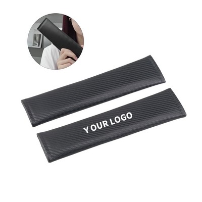 Carbon Fiber Leather Seat Belt Shoulder Pad 9.5" x 2.4"