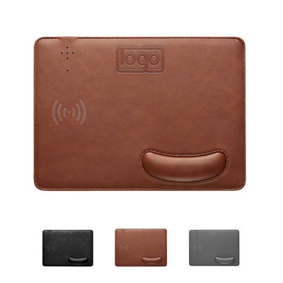 PU Leather 15W Fast Wireless Charging Mouse Pad