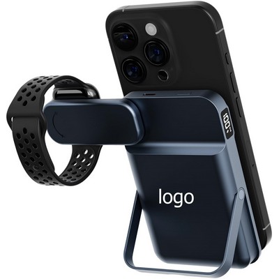 20,000mAh Power Bank with Built-in USB-C Cable and Foldable Wall Plug