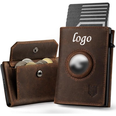 Vintage Crazy Horse Leather Find My Tracker Wallet