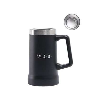 24oz Double-Layer Insulated Beer Stein with Handle
