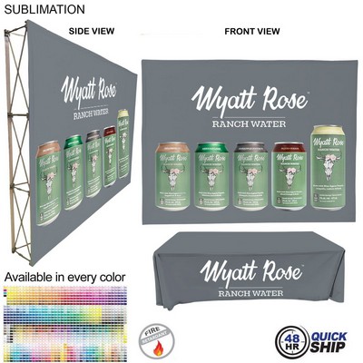 48Hr Quick Ship -Trade Show Booth Package Ultra, 10' Straight Fabric Wall and Premium 8' Tablecloth