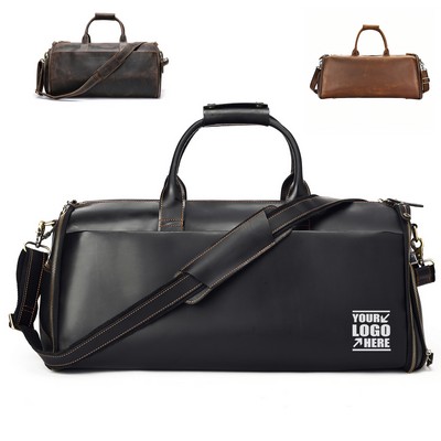 Genuine Leather Garment Weekender Duffel Bag