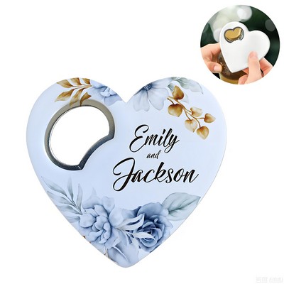 Custom Full Color Magnetic Heart Shape Bottle Opener