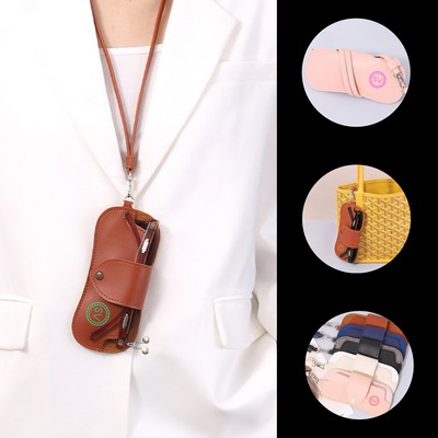 Portable PU Leather Sunglasses Bag Pouch