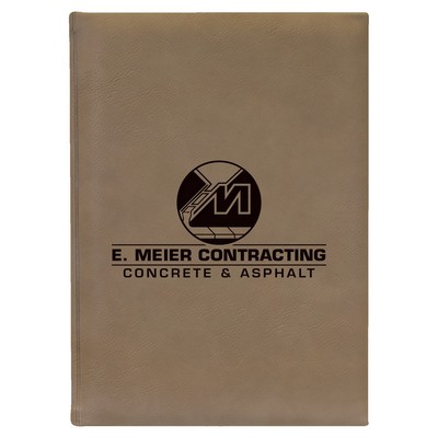 Light Brown Large Leatherette Journal with Lined Notepad - Laser Engraves to Black
