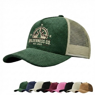 Vintage Corduroy 5-Panel Mesh Trucker Hat