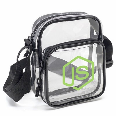 Clear Vinyl Stadium Shoulder Backpack with Multiple Zipper Pockets