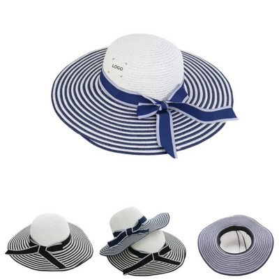 Striped Black & White Sun Hat