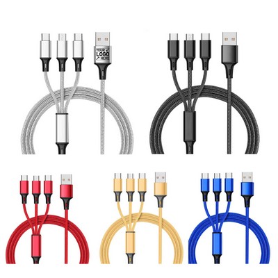 4' Braided Nylon 3-in-1 Fast Charging Multi-Cable