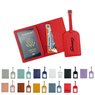 Leather Passport Case and Baggage Tags Set