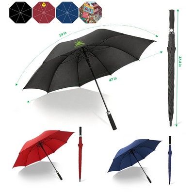 54" Automatic 8 Ribs Long Handle Stick Golf Umbrella