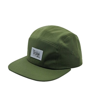 Premium 5-Panel Performance Camper Cap with Custom Woven Patch