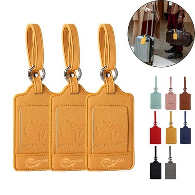 Flip Open Leather Luggage Tags with Loop Privacy Protection