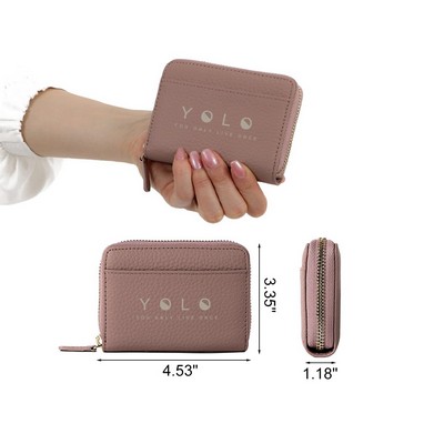 MOQ 50 Multifunction Zippered Leather Organ Purse Coin Pouch