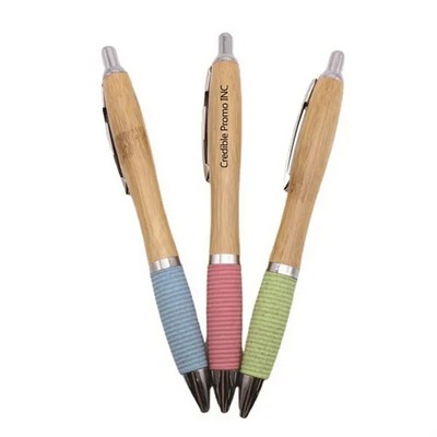 5.6" Retractable Bamboo and Wheat Straw Pen