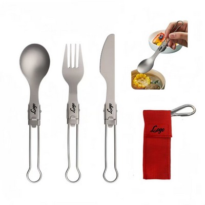 Pure Titanium Camping Folding Cutlery Set