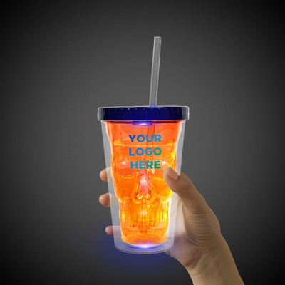 Neon Orange LED Skull Cup(Full Color)