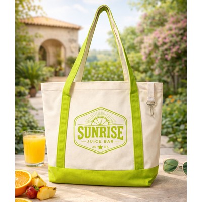 Two-Tone Accent Gusseted Tote Bag - 13" x 18" x 6"