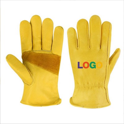 Yellow Premium Cowhide Leather Reinforced Gloves