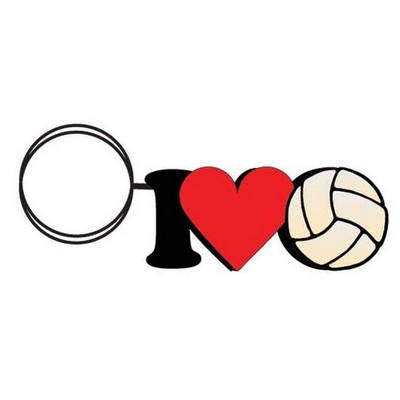 I Love Volleyball Key Chain w/Mirrored Back (4 Square Inch)