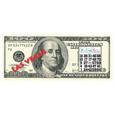 Las Vegas Bingo $100 Bill Magnet w/ Strip Magnet (2 Square Inch)
