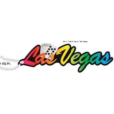 Las Vegas w/ Royal Flush Promotional Key Chain w/ Black Back (6 Square Inch)