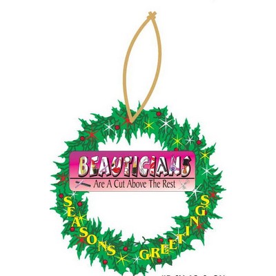 Beautician Slogan Promotional Wreath Ornament w/ Black Back (8 Square Inch)