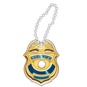 Police Badge Promotional Key Chain w/ Black Back (12 Square Inch)