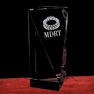 Crystal Victory Tower Pillar Award w/Custom Etching (10")